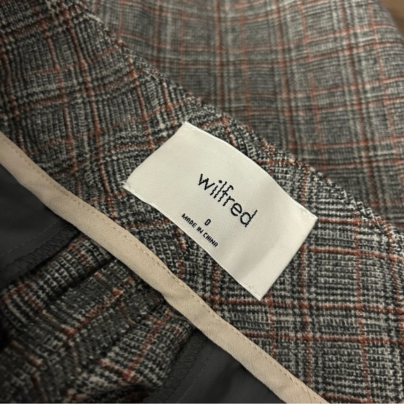 Wilfred Aritzia Trouser Pant Black Orange Plaid Wool Blend Women's Size 0 - Picture 5 of 11